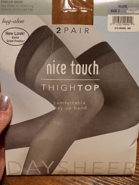 NWT Nice Touch Sz C Nude 2 Pairs Of Stay Up Band Thigh Highs Daysheer